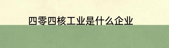 四零四核工业是什么企业