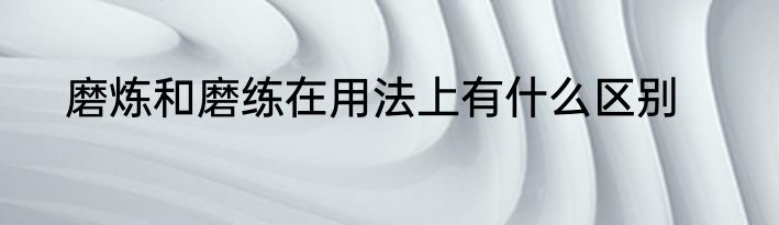 磨炼和磨练在用法上有什么区别