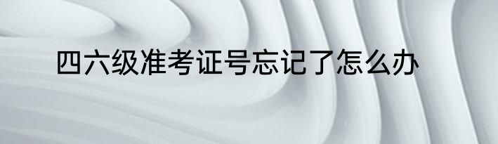 四六级准考证号忘记了怎么办