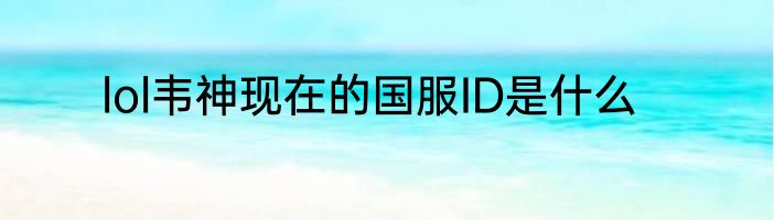 lol韦神现在的国服ID是什么