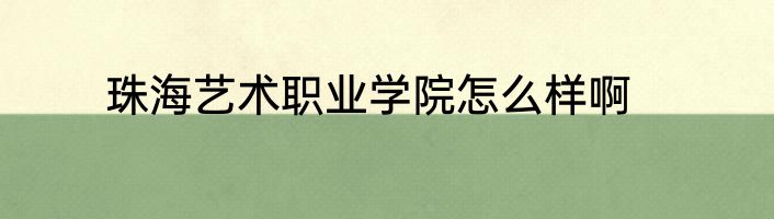 珠海艺术职业学院怎么样啊