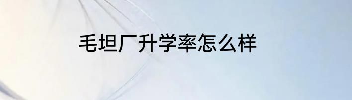 毛坦厂升学率怎么样