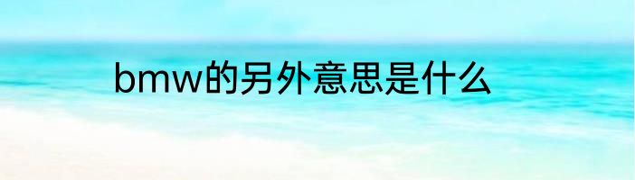 bmw的另外意思是什么