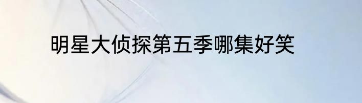 明星大侦探第五季哪集好笑