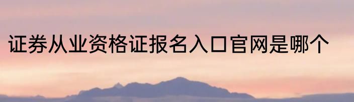 证券从业资格证报名入口官网是哪个