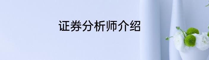 证券分析师介绍