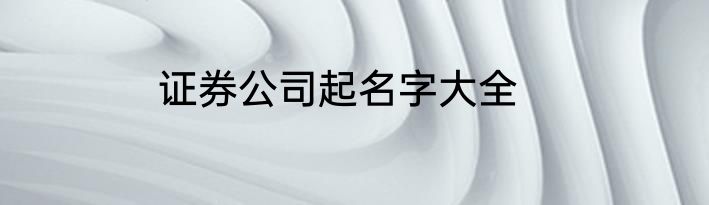 证券公司起名字大全