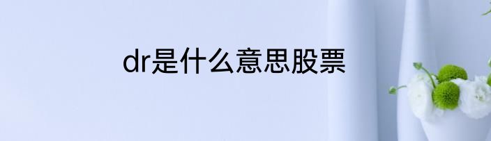 dr是什么意思股票