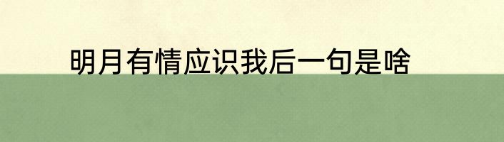 明月有情应识我后一句是啥