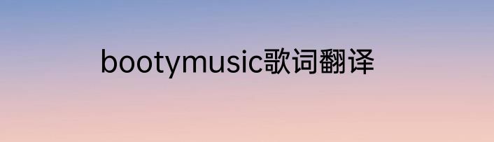bootymusic歌词翻译