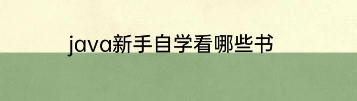 java新手自学看哪些书
