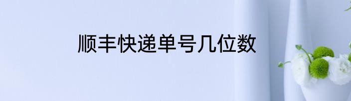 顺丰快递单号几位数