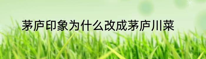 茅庐印象为什么改成茅庐川菜