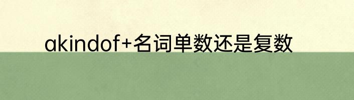 akindof+名词单数还是复数