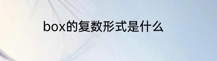 box的复数形式是什么