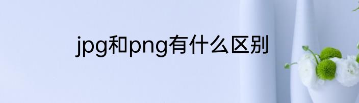 jpg和png有什么区别