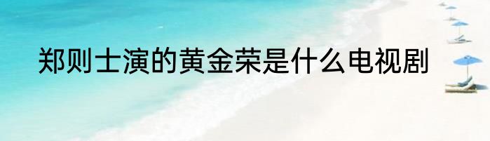 郑则士演的黄金荣是什么电视剧
