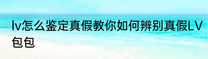 lv怎么鉴定真假教你如何辨别真假LV包包