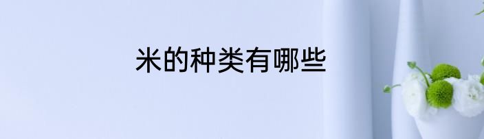 米的种类有哪些