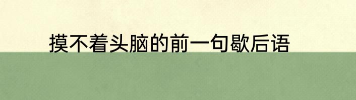 摸不着头脑的前一句歇后语