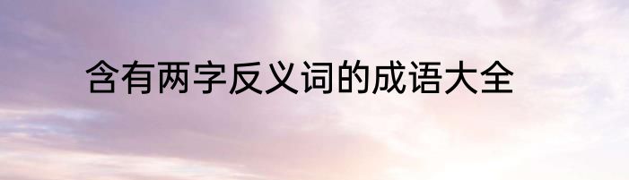 含有两字反义词的成语大全