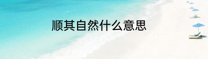 顺其自然什么意思