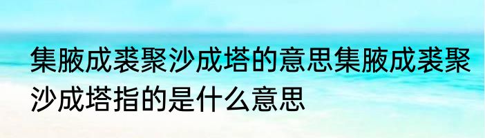 集腋成裘聚沙成塔的意思集腋成裘聚沙成塔指的是什么意思