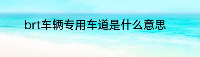 brt车辆专用车道是什么意思