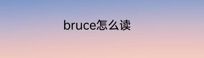 bruce怎么读