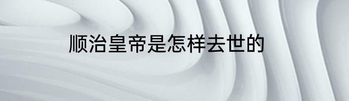 顺治皇帝是怎样去世的