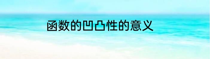 函数的凹凸性的意义