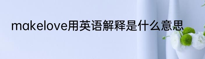 makelove用英语解释是什么意思