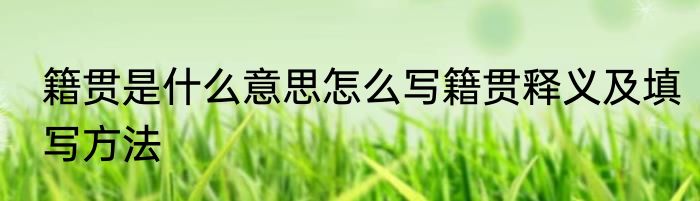 籍贯是什么意思怎么写籍贯释义及填写方法