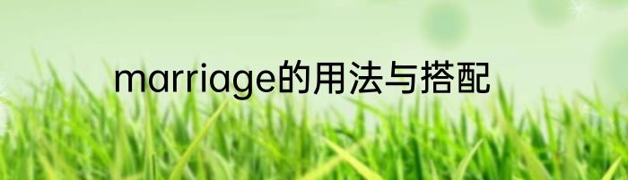 marriage的用法与搭配