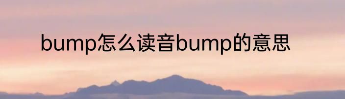 bump怎么读音bump的意思