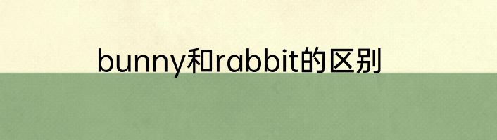 bunny和rabbit的区别