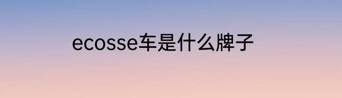ecosse车是什么牌子