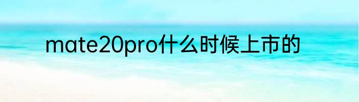 mate20pro什么时候上市的