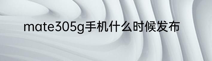 mate305g手机什么时候发布