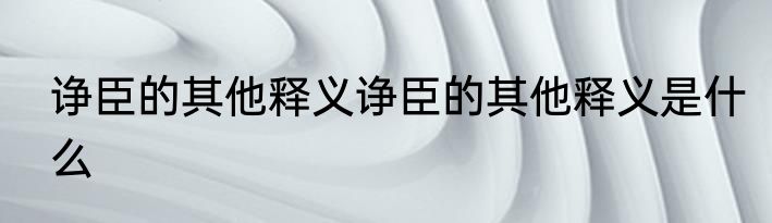 诤臣的其他释义诤臣的其他释义是什么