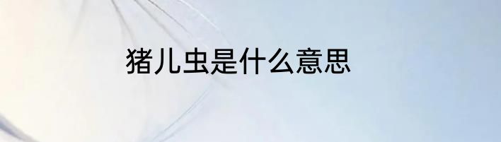 猪儿虫是什么意思