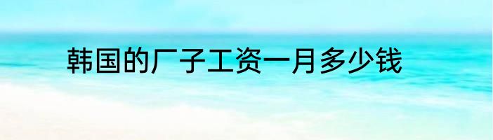 韩国的厂子工资一月多少钱