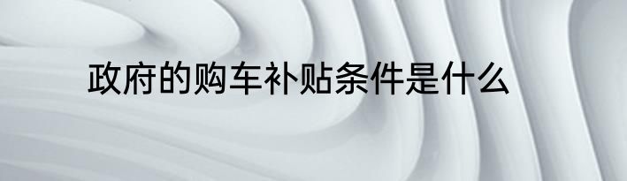 政府的购车补贴条件是什么