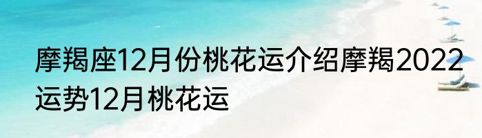 摩羯座12月份桃花运介绍摩羯2022运势12月桃花运
