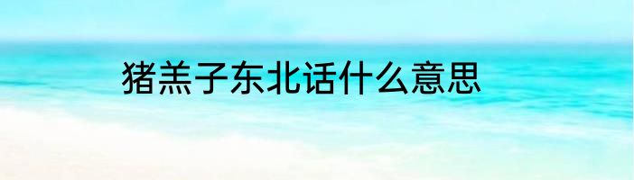 猪羔子东北话什么意思