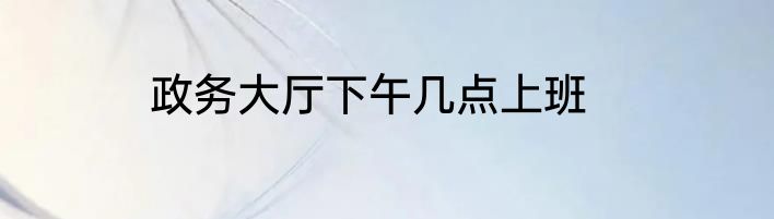 政务大厅下午几点上班