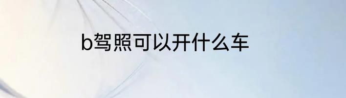 b驾照可以开什么车
