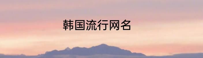 韩国流行网名