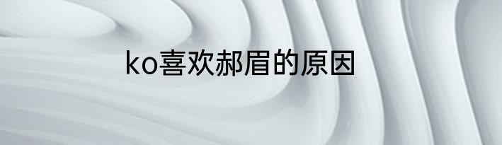ko喜欢郝眉的原因
