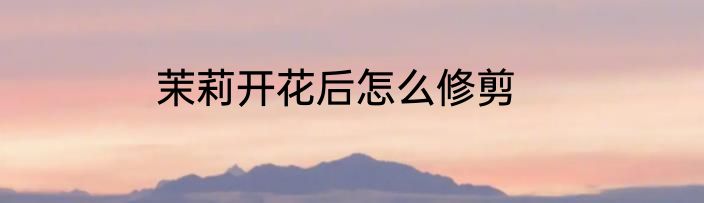 茉莉开花后怎么修剪